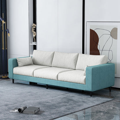 29.53"H Linen Square Arm Modern Sofa with Loose Back for Living Room, Apartment Green-White Linen Blend Clearhalo 'furn' 'furn_sofas' 'Furniture' 'furniture_sofas' 'Living Room Furniture' 'Sofa' 'sofas' 5023173
