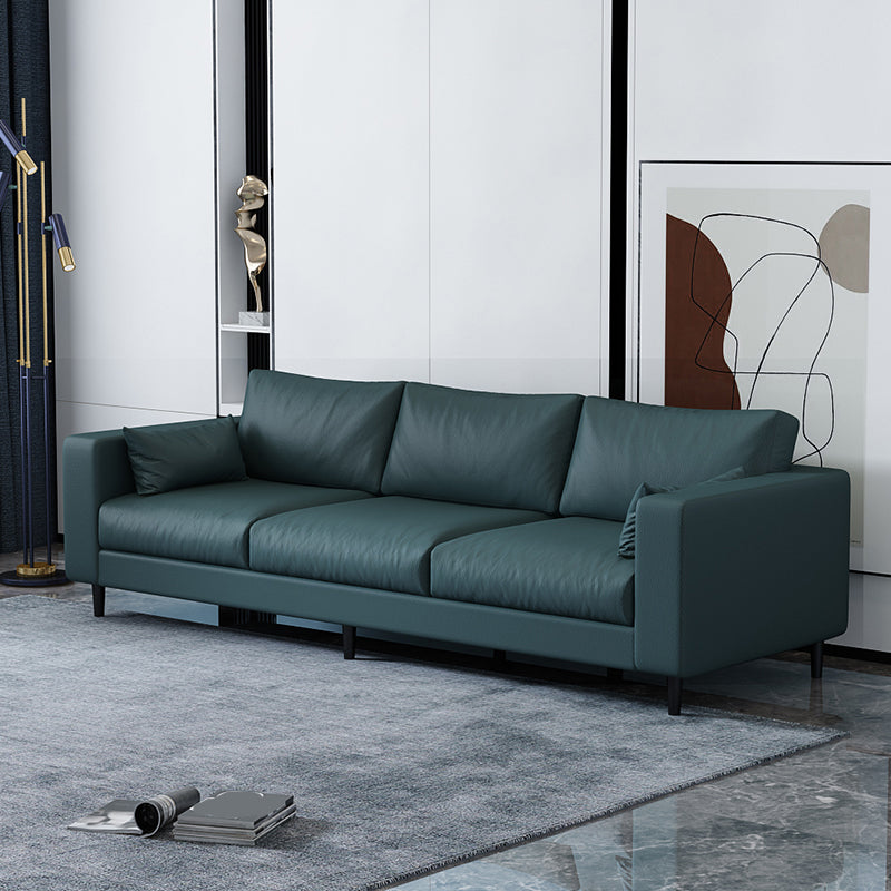 29.53"H Linen Square Arm Modern Sofa with Loose Back for Living Room, Apartment Blackish Green Faux Leather Clearhalo 'furn' 'furn_sofas' 'Furniture' 'furniture_sofas' 'Living Room Furniture' 'Sofa' 'sofas' 5023176