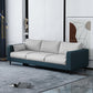 29.53"H Linen Square Arm Modern Sofa with Loose Back for Living Room, Apartment Green-White Faux Leather Clearhalo 'furn' 'furn_sofas' 'Furniture' 'furniture_sofas' 'Living Room Furniture' 'Sofa' 'sofas' 5023178