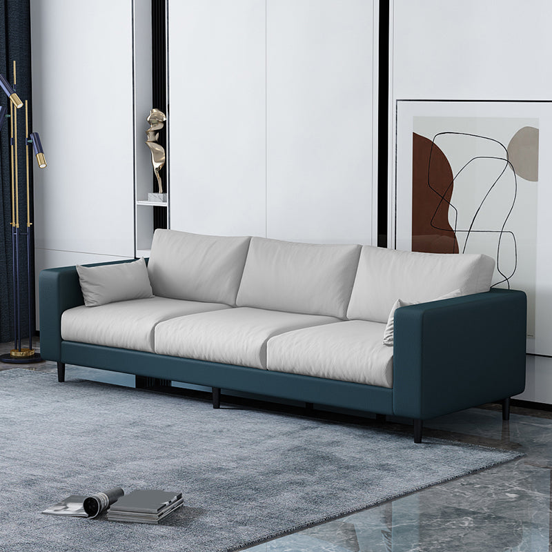 29.53"H Linen Square Arm Modern Sofa with Loose Back for Living Room, Apartment Green-White Faux Leather Clearhalo 'furn' 'furn_sofas' 'Furniture' 'furniture_sofas' 'Living Room Furniture' 'Sofa' 'sofas' 5023178