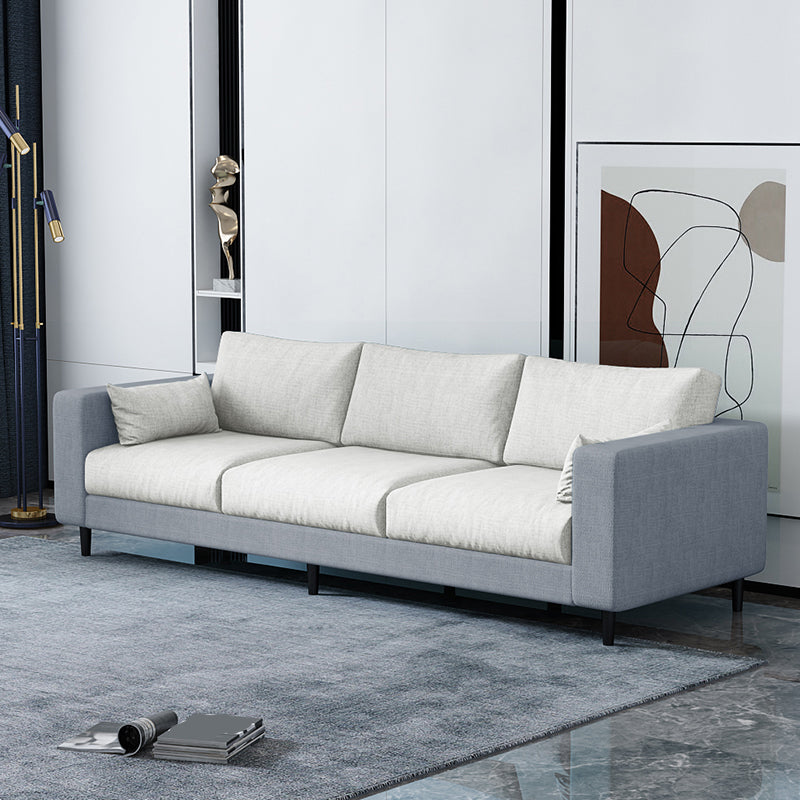 29.53"H Linen Square Arm Modern Sofa with Loose Back for Living Room, Apartment Light Gray-White Linen Blend Clearhalo 'furn' 'furn_sofas' 'Furniture' 'furniture_sofas' 'Living Room Furniture' 'Sofa' 'sofas' 5023180