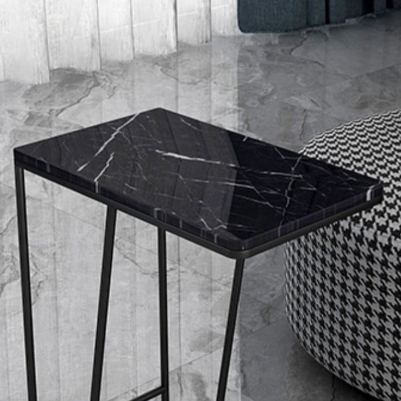 Marble and Metal 23 - Inch Side Table Wheeled Sofa Side Accent Table Clearhalo 'Coffee & Accent Tables' 'End & Side Tables' 'end_side_table' 'end_side_tables' 'furn' 'furn_end_side_tables' 'Furniture' 'furniture_end_side_table' 'Living Room Furniture' 5023197