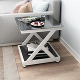 Tempered Glass Side Table Square Black and White Accent Side Table Clearhalo 'Coffee & Accent Tables' 'End & Side Tables' 'end_side_table' 'Furniture' 'furniture_end_side_table' 'Living Room Furniture' 5023204