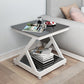 Tempered Glass Side Table Square Black and White Accent Side Table Clearhalo 'Coffee & Accent Tables' 'End & Side Tables' 'end_side_table' 'Furniture' 'furniture_end_side_table' 'Living Room Furniture' 5023214