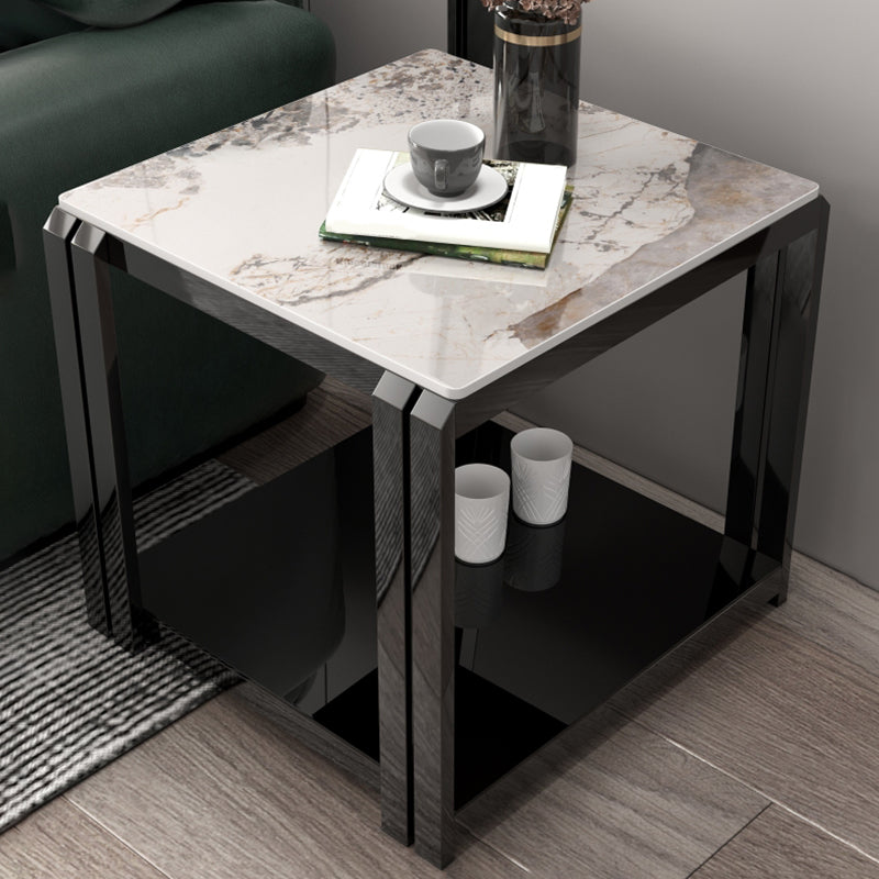 Square Marble Side Table Contemporary Black Storage Side Table Clearhalo 'Coffee & Accent Tables' 'End & Side Tables' 'end_side_table' 'end_side_tables' 'furn' 'furn_end_side_tables' 'Furniture' 'furniture_end_side_table' 'Living Room Furniture' 5023218