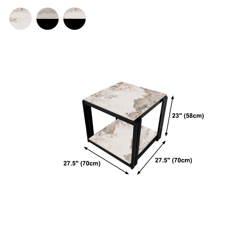 Square Marble Side Table Contemporary Black Storage Side Table Clearhalo 'Coffee & Accent Tables' 'End & Side Tables' 'end_side_table' 'end_side_tables' 'furn' 'furn_end_side_tables' 'Furniture' 'furniture_end_side_table' 'Living Room Furniture' 5023232
