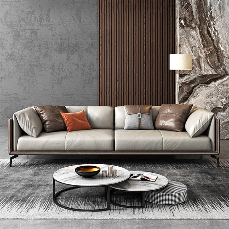 2125598427.56" H Pillow Top Arm Modern Sofa with Cushions Light-grey Standard Sofa 83"L x 37"W x 27.5"H Clearhalo 'furn' 'furn_sofas' 'Furniture' 'furniture_sofas' 'Living Room Furniture' 'Sofa' 'sofas' 5027755