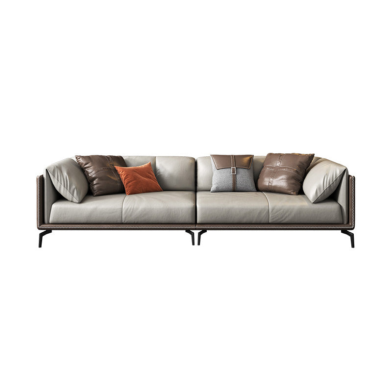 2125598427.56" H Pillow Top Arm Modern Sofa with Cushions Light-grey Standard Sofa 102"L x 37"W x 27.5"H Clearhalo 'furn' 'furn_sofas' 'Furniture' 'furniture_sofas' 'Living Room Furniture' 'Sofa' 'sofas' 5027762