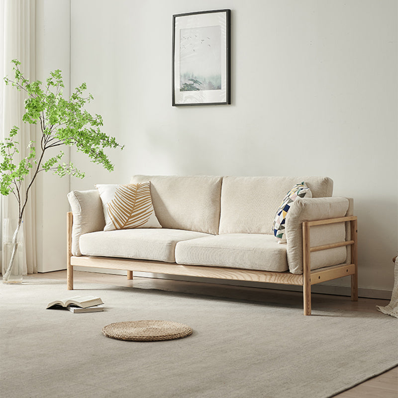 Modern Cotton Sofa Loose Back Sofa 32.6"W with Pillow Top Arm Off-White Clearhalo 'furn' 'furn_sofas' 'Furniture' 'furniture_sofas' 'Living Room Furniture' 'Sofa' 'sofas' 5027771