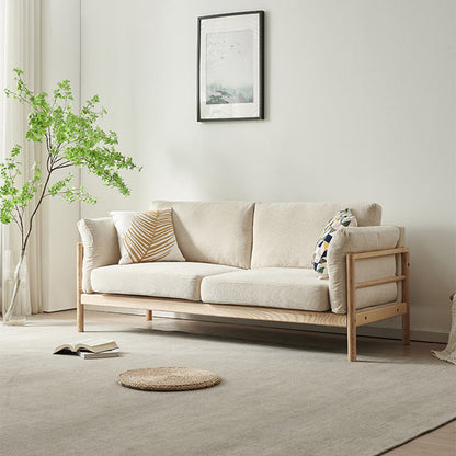 Modern Cotton Sofa Loose Back Sofa 32.6"W with Pillow Top Arm Off-White Clearhalo 'furn' 'furn_sofas' 'Furniture' 'furniture_sofas' 'Living Room Furniture' 'Sofa' 'sofas' 5027771