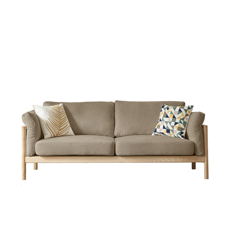 Modern Cotton Sofa Loose Back Sofa 32.6"W with Pillow Top Arm Brown Clearhalo 'furn' 'furn_sofas' 'Furniture' 'furniture_sofas' 'Living Room Furniture' 'Sofa' 'sofas' 5027772