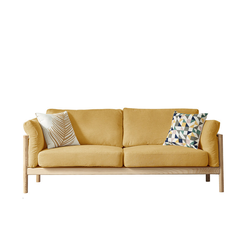 Modern Cotton Sofa Loose Back Sofa 32.6"W with Pillow Top Arm Yellow Clearhalo 'furn' 'furn_sofas' 'Furniture' 'furniture_sofas' 'Living Room Furniture' 'Sofa' 'sofas' 5027773