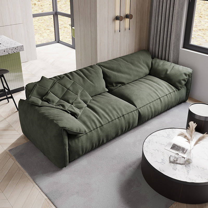 Forest Green Modern Sofa 39"W with Tight Back Wide Square Arm 126"L x 39.5"W x 31.5"H Down Clearhalo 'furn' 'furn_sofas' 'Furniture' 'furniture_sofas' 'Living Room Furniture' 'Sofa' 'sofas' 5027788
