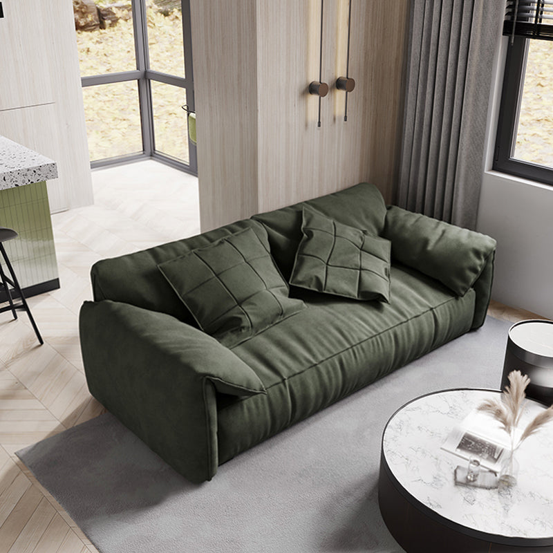 Forest Green Modern Sofa 39"W with Tight Back Wide Square Arm 94.5"L x 39.5"W x 31.5"H Down Clearhalo 'furn' 'furn_sofas' 'Furniture' 'furniture_sofas' 'Living Room Furniture' 'Sofa' 'sofas' 5027791