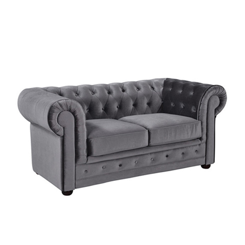 28.3" Mid Century Modern Faux Leather Rolled Arm Chesterfield Back Sofa with Nailhead 79.5"L x 31.5"W x 28"H Grey Clearhalo 'furn' 'furn_sofas' 'Furniture' 'furniture_sofas' 'Living Room Furniture' 'Sofa' 'sofas' 5027824