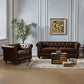 28.3" Mid Century Modern Faux Leather Rolled Arm Chesterfield Back Sofa with Nailhead Clearhalo 'furn' 'furn_sofas' 'Furniture' 'furniture_sofas' 'Living Room Furniture' 'Sofa' 'sofas' 5027827