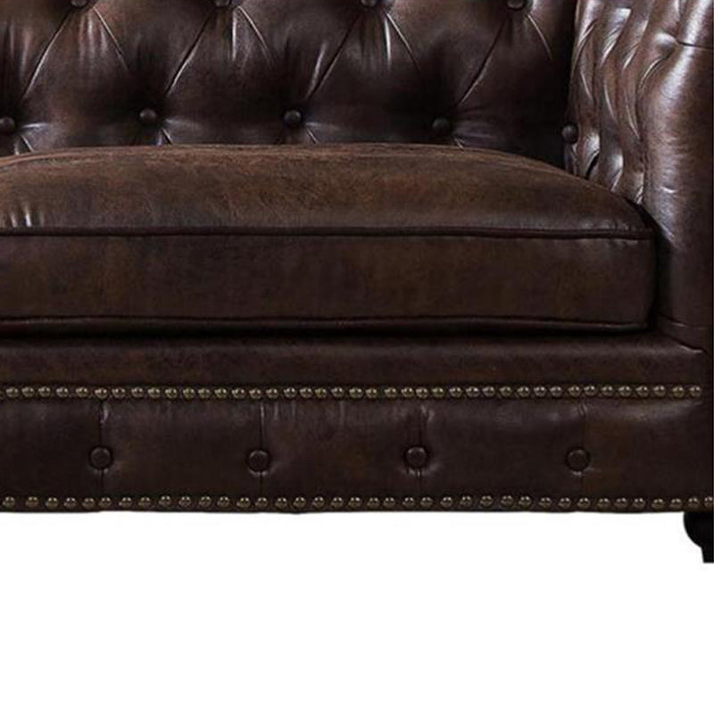 28.3" Mid Century Modern Faux Leather Rolled Arm Chesterfield Back Sofa with Nailhead Clearhalo 'furn' 'furn_sofas' 'Furniture' 'furniture_sofas' 'Living Room Furniture' 'Sofa' 'sofas' 5027832