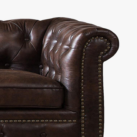 28.3" Mid Century Modern Faux Leather Rolled Arm Chesterfield Back Sofa with Nailhead Clearhalo 'furn' 'furn_sofas' 'Furniture' 'furniture_sofas' 'Living Room Furniture' 'Sofa' 'sofas' 5027834