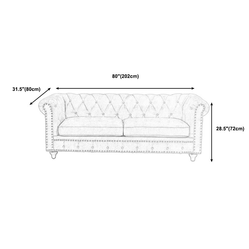 28.3" Mid Century Modern Faux Leather Rolled Arm Chesterfield Back Sofa with Nailhead Clearhalo 'furn' 'furn_sofas' 'Furniture' 'furniture_sofas' 'Living Room Furniture' 'Sofa' 'sofas' 5027839