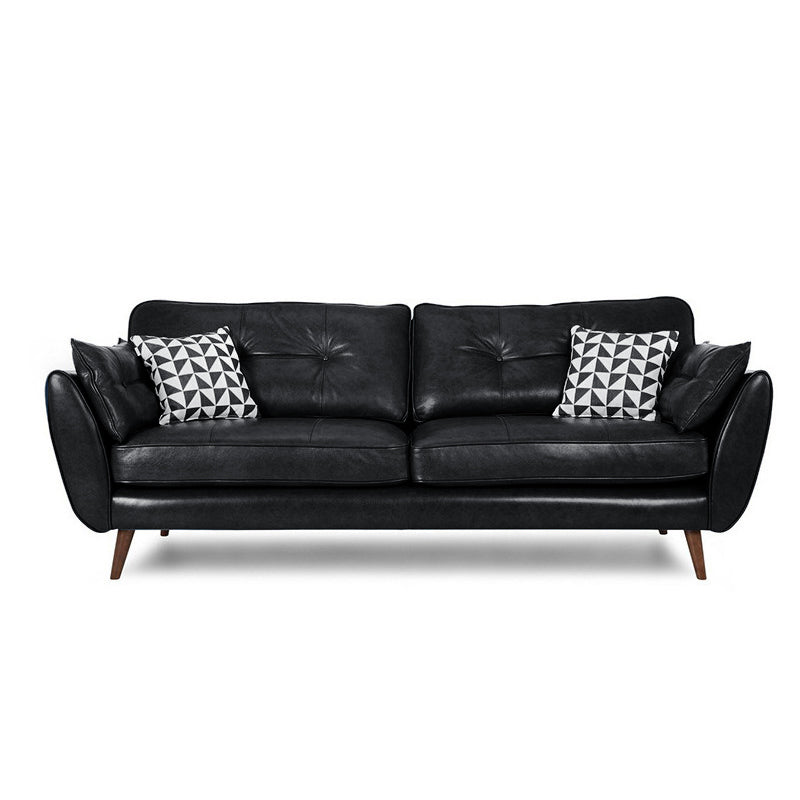 Modern Tufted Split-Back Sofa 35.43"High Pillow Top Arm Sofa 75"L x 33.5"W x 35.5"H Black Clearhalo 'furn' 'furn_sofas' 'Furniture' 'furniture_sofas' 'Living Room Furniture' 'Sofa' 'sofas' 5027876
