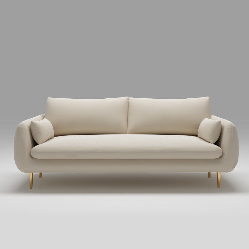31.5"H Polyester Blend Tuxedo Arm Loose Back Sofa For Living Room Apricot Clearhalo 'furn' 'furn_sofas' 'Furniture' 'furniture_sofas' 'Living Room Furniture' 'Sofa' 'sofas' 5027917