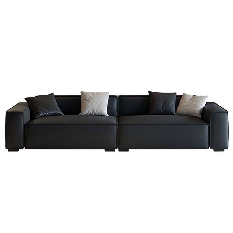Transitional Modern Stain Resistant Tight Back Sofa 29.53"High Square Arm Sofa, Beige Leather Clearhalo 'furn' 'furn_sofas' 'Furniture' 'furniture_sofas' 'Living Room Furniture' 'Sofa' 'sofas' 5027935