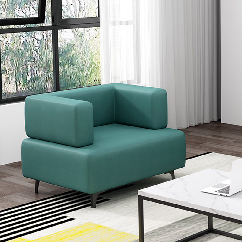 Faux Leather Sofa 23.62" D x 27.55" H Recessed Arm Sofa for Living Room 23.6"L x 23.6"W x 27.6"H Green Clearhalo 'furn' 'furn_sofas' 'Furniture' 'furniture_sofas' 'Living Room Furniture' 'Sofa' 'sofas' 5027949