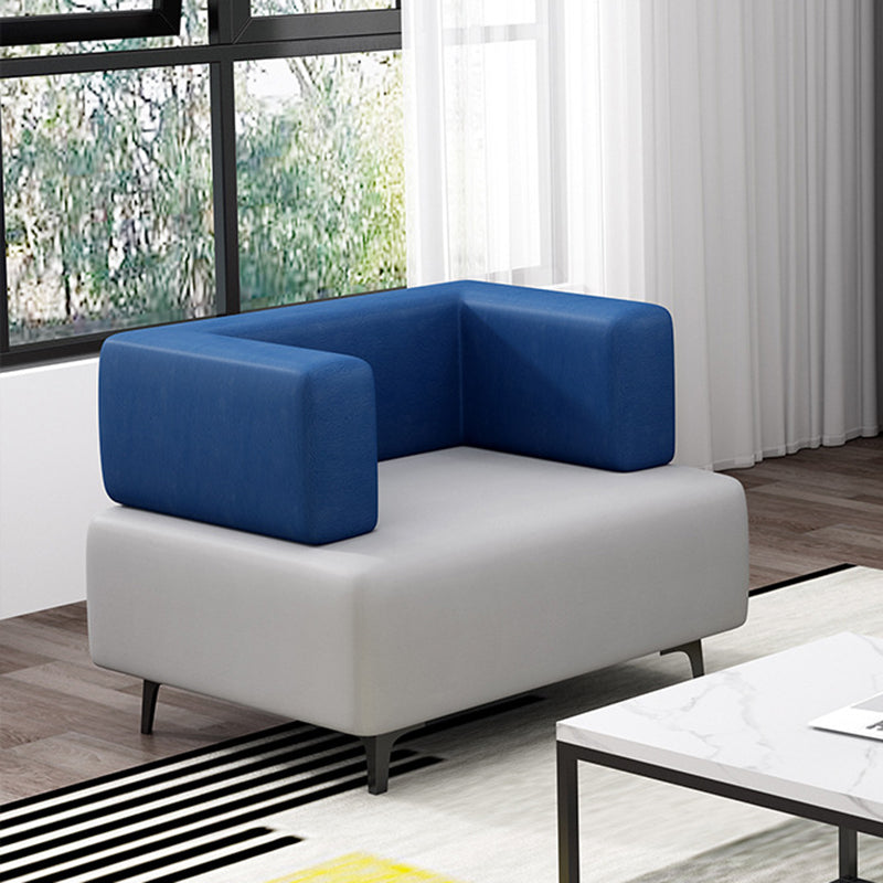 Faux Leather Sofa 23.62" D x 27.55" H Recessed Arm Sofa for Living Room 23.6"L x 23.6"W x 27.6"H Dark Blue Clearhalo 'furn' 'furn_sofas' 'Furniture' 'furniture_sofas' 'Living Room Furniture' 'Sofa' 'sofas' 5027951