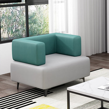 Faux Leather Sofa 23.62" D x 27.55" H Recessed Arm Sofa for Living Room 23.6"L x 23.6"W x 27.6"H Cyan Clearhalo 'furn' 'furn_sofas' 'Furniture' 'furniture_sofas' 'Living Room Furniture' 'Sofa' 'sofas' 5027952