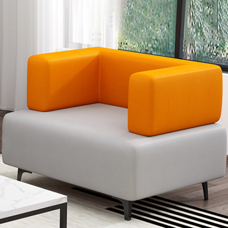 Faux Leather Sofa 23.62" D x 27.55" H Recessed Arm Sofa for Living Room Clearhalo 'furn' 'furn_sofas' 'Furniture' 'furniture_sofas' 'Living Room Furniture' 'Sofa' 'sofas' 5027953