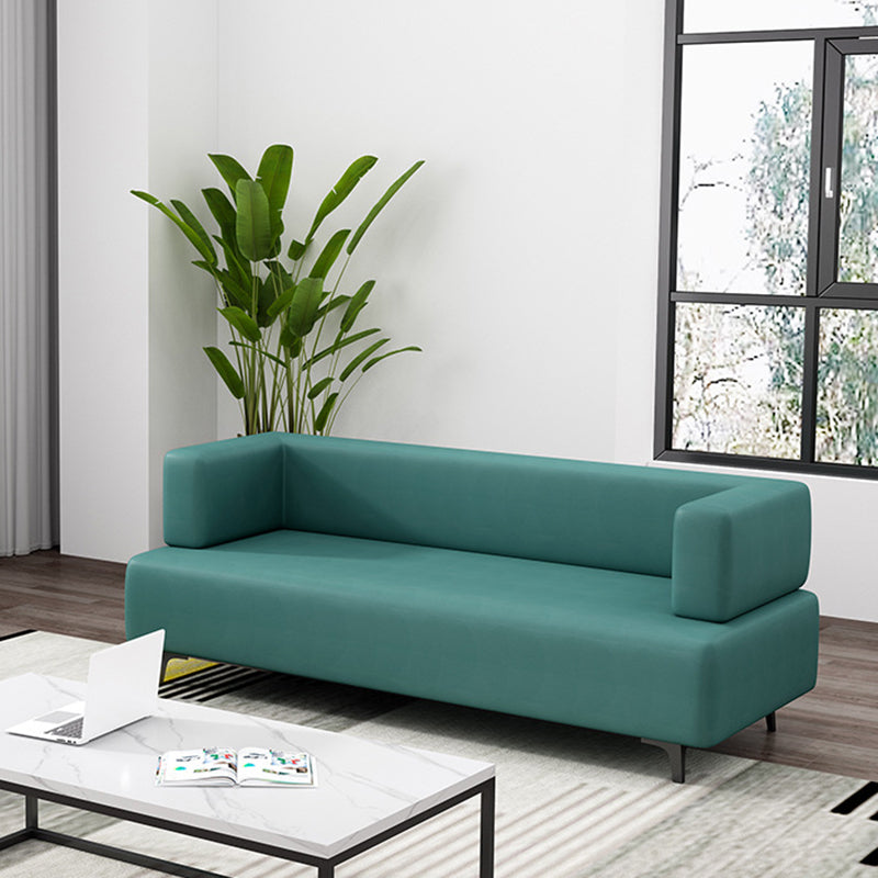 Faux Leather Sofa 23.62" D x 27.55" H Recessed Arm Sofa for Living Room 71"L x24"W x 27.5"H Green Clearhalo 'furn' 'furn_sofas' 'Furniture' 'furniture_sofas' 'Living Room Furniture' 'Sofa' 'sofas' 5027954