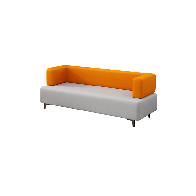 Faux Leather Sofa 23.62" D x 27.55" H Recessed Arm Sofa for Living Room Clearhalo 'furn' 'furn_sofas' 'Furniture' 'furniture_sofas' 'Living Room Furniture' 'Sofa' 'sofas' 5027956