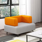 Faux Leather Sofa 23.62" D x 27.55" H Recessed Arm Sofa for Living Room 23.6"L x 23.6"W x 27.6"H Orange White Clearhalo 'furn' 'furn_sofas' 'Furniture' 'furniture_sofas' 'Living Room Furniture' 'Sofa' 'sofas' 5027959