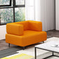 Faux Leather Sofa 23.62" D x 27.55" H Recessed Arm Sofa for Living Room 23.6"L x 23.6"W x 27.6"H Orange Clearhalo 'furn' 'furn_sofas' 'Furniture' 'furniture_sofas' 'Living Room Furniture' 'Sofa' 'sofas' 5027961