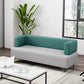 Faux Leather Sofa 23.62" D x 27.55" H Recessed Arm Sofa for Living Room 71"L x24"W x 27.5"H Cyan Clearhalo 'furn' 'furn_sofas' 'Furniture' 'furniture_sofas' 'Living Room Furniture' 'Sofa' 'sofas' 5027963