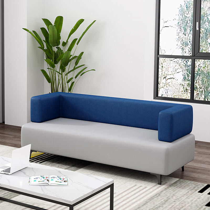 Faux Leather Sofa 23.62" D x 27.55" H Recessed Arm Sofa for Living Room 71"L x24"W x 27.5"H Dark Blue Clearhalo 'furn' 'furn_sofas' 'Furniture' 'furniture_sofas' 'Living Room Furniture' 'Sofa' 'sofas' 5027964