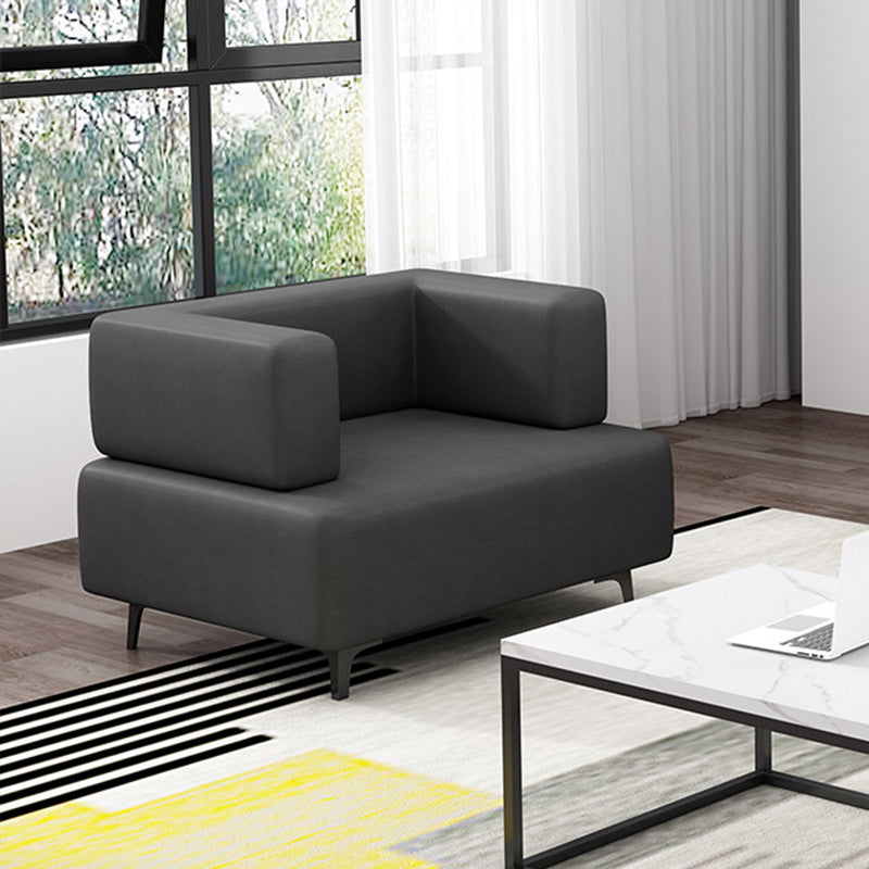 Faux Leather Sofa 23.62" D x 27.55" H Recessed Arm Sofa for Living Room 23.6"L x 23.6"W x 27.6"H Dark Gray Clearhalo 'furn' 'furn_sofas' 'Furniture' 'furniture_sofas' 'Living Room Furniture' 'Sofa' 'sofas' 5027966