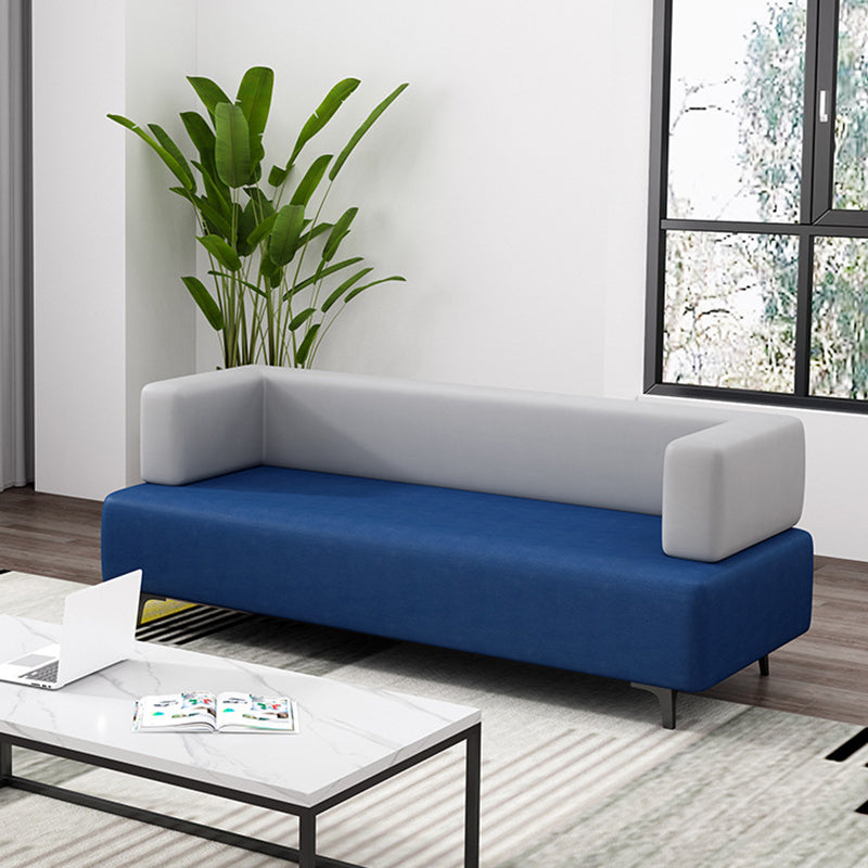 Faux Leather Sofa 23.62" D x 27.55" H Recessed Arm Sofa for Living Room 71"L x24"W x 27.5"H Blue Clearhalo 'furn' 'furn_sofas' 'Furniture' 'furniture_sofas' 'Living Room Furniture' 'Sofa' 'sofas' 5027967