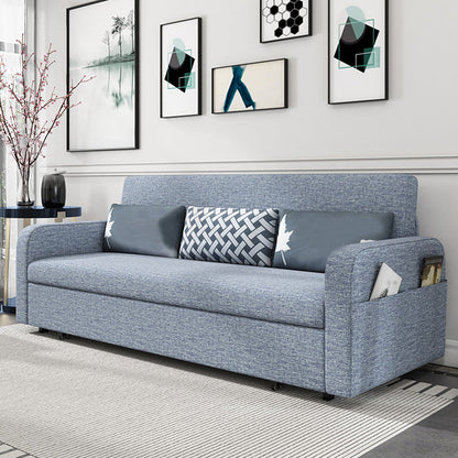 Tight Back Contemporary Square Arm Cotton Blend Sofa Bed in Grey Sponge Clearhalo 'furn' 'furn_sofas' 'Furniture' 'furniture_sofas' 'Living Room Furniture' 'Sofa' 'sofas' 5027970