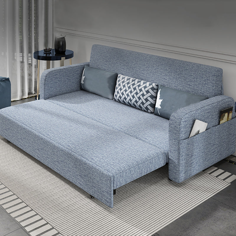 Tight Back Contemporary Square Arm Cotton Blend Sofa Bed in Grey Clearhalo 'furn' 'furn_sofas' 'Furniture' 'furniture_sofas' 'Living Room Furniture' 'Sofa' 'sofas' 5027971