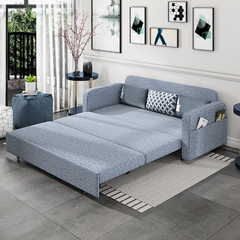Tight Back Contemporary Square Arm Cotton Blend Sofa Bed in Grey Clearhalo 'furn' 'furn_sofas' 'Furniture' 'furniture_sofas' 'Living Room Furniture' 'Sofa' 'sofas' 5027972