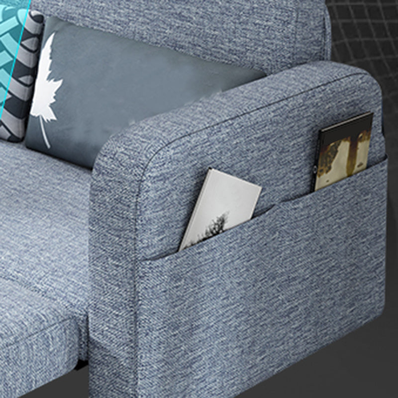 Tight Back Contemporary Square Arm Cotton Blend Sofa Bed in Grey Clearhalo 'furn' 'furn_sofas' 'Furniture' 'furniture_sofas' 'Living Room Furniture' 'Sofa' 'sofas' 5027979