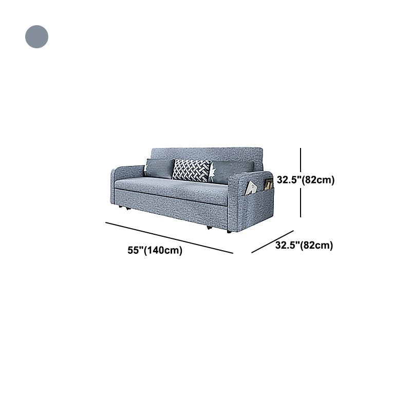Tight Back Contemporary Square Arm Cotton Blend Sofa Bed in Grey Clearhalo 'furn' 'furn_sofas' 'Furniture' 'furniture_sofas' 'Living Room Furniture' 'Sofa' 'sofas' 5027982