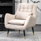30.7" Wide Arm Chair Linen Blend/Faux Leather Arm Chair with Basic Four Leg Off-White Faux Leather Clearhalo 'Accent Chairs' 'accent_chairs' 'Chairs & Seating' 'furn' 'furn_accent_chairs' 'Furniture' 'furniture_accent_chairs' 'Living Room Furniture' 5027987