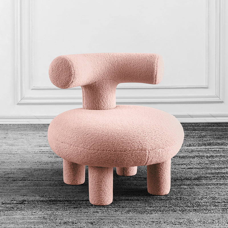 Armless Wool Chair Parsons Chair Fixed Back Chair for Living Room 27.6"L x 27.6"W x 28.3"H Pink Clearhalo 'Accent Chairs' 'accent_chairs' 'Chairs & Seating' 'furn' 'furn_accent_chairs' 'Furniture' 'furniture_accent_chairs' 'Living Room Furniture' 5028001