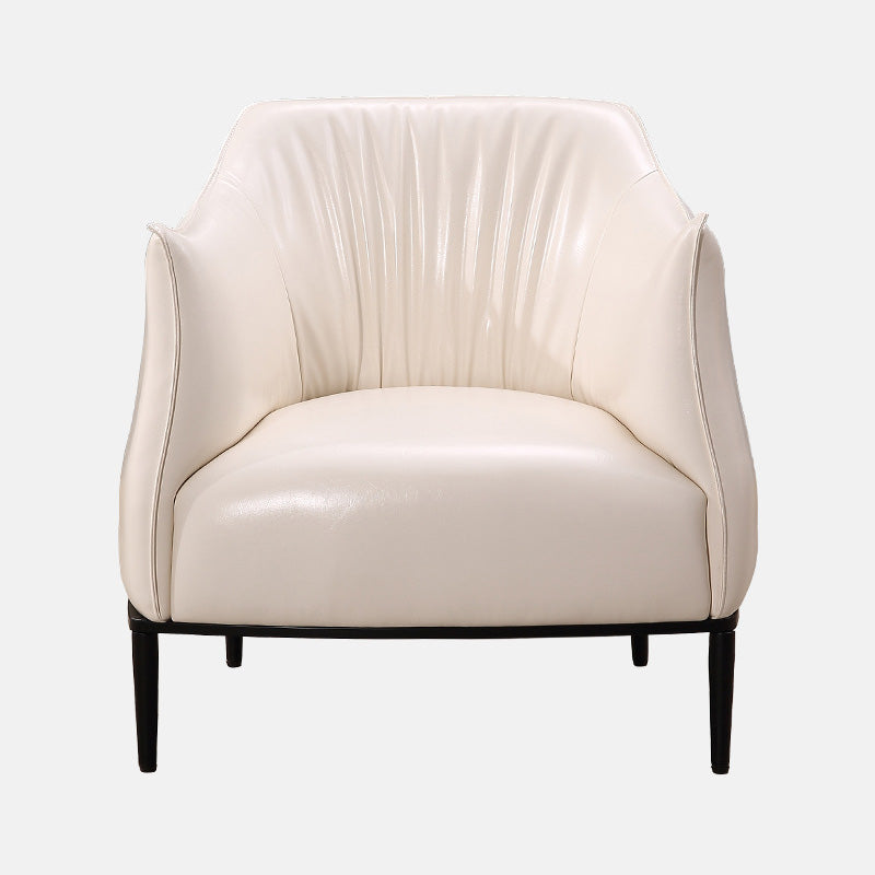 31"Wide Modern Faux Leather Sloped Arms Barrel Chair with Basic Four Legs Off-White Clearhalo 'Accent Chairs' 'accent_chairs' 'Chairs & Seating' 'Furniture' 'furniture_accent_chairs' 'Living Room Furniture' 5028018