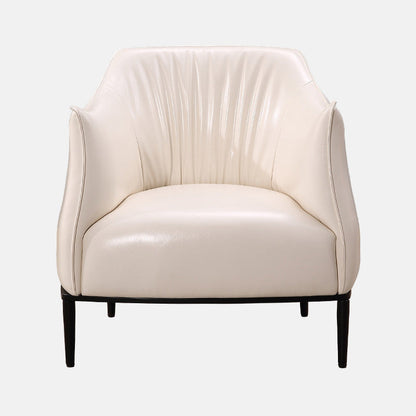 31"Wide Modern Faux Leather Sloped Arms Barrel Chair with Basic Four Legs Off-White Clearhalo 'Accent Chairs' 'accent_chairs' 'Chairs & Seating' 'Furniture' 'furniture_accent_chairs' 'Living Room Furniture' 5028018
