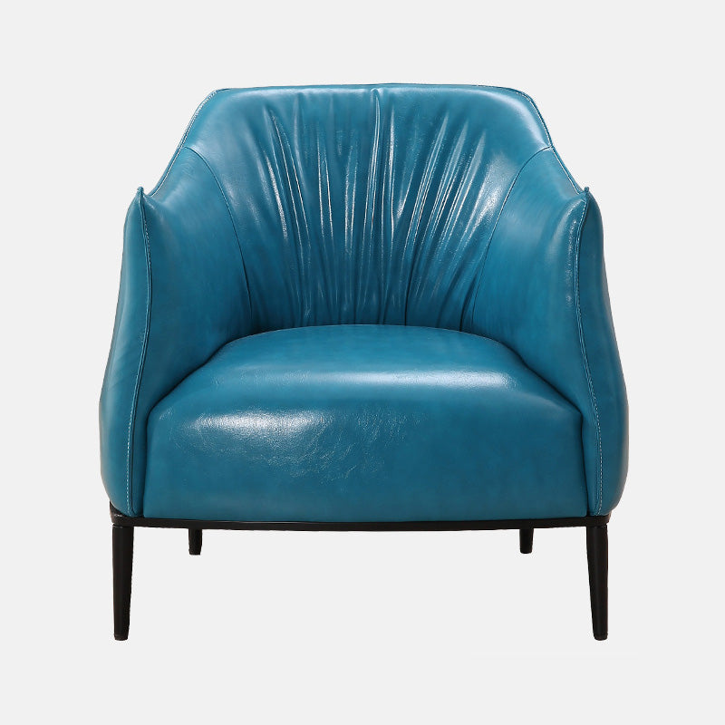 31"Wide Modern Faux Leather Sloped Arms Barrel Chair with Basic Four Legs Sky Blue Clearhalo 'Accent Chairs' 'accent_chairs' 'Chairs & Seating' 'Furniture' 'furniture_accent_chairs' 'Living Room Furniture' 5028023