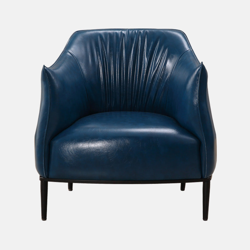 31"Wide Modern Faux Leather Sloped Arms Barrel Chair with Basic Four Legs Lake Blue Clearhalo 'Accent Chairs' 'accent_chairs' 'Chairs & Seating' 'Furniture' 'furniture_accent_chairs' 'Living Room Furniture' 5028024