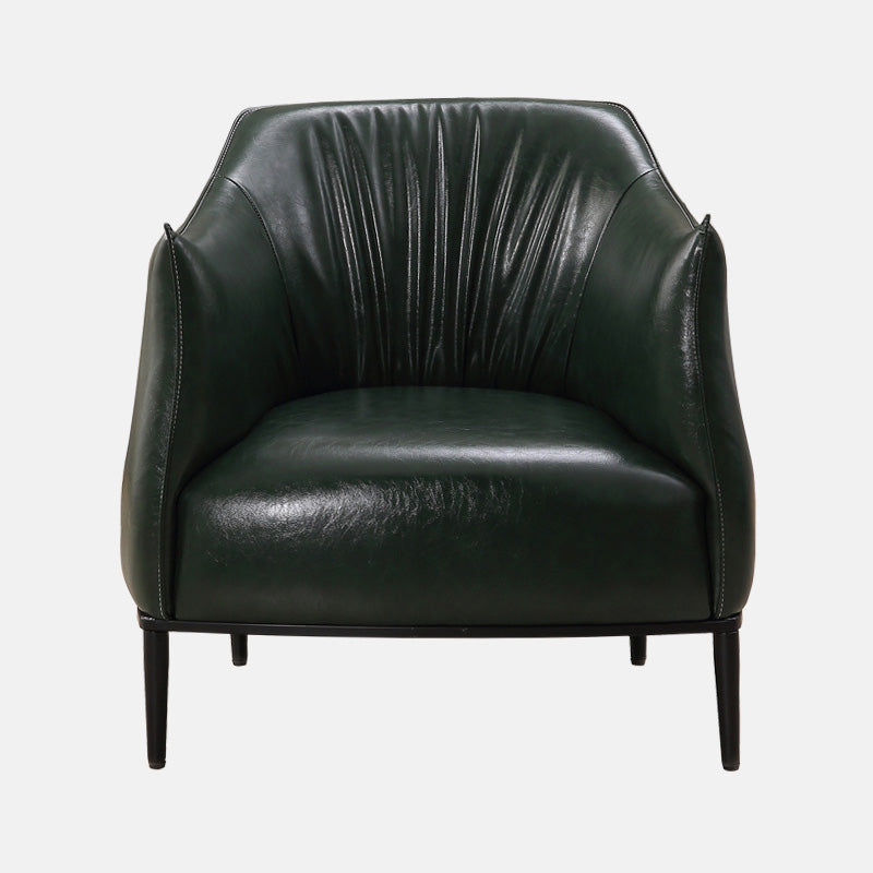 31"Wide Modern Faux Leather Sloped Arms Barrel Chair with Basic Four Legs Green Clearhalo 'Accent Chairs' 'accent_chairs' 'Chairs & Seating' 'Furniture' 'furniture_accent_chairs' 'Living Room Furniture' 5028026